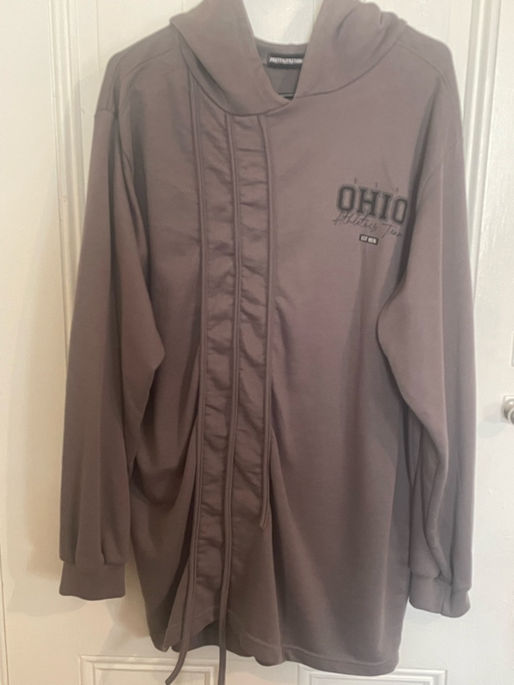 Prettylittlething Gray High-Low Oversized Hoodie Dress